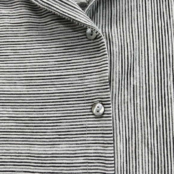 Joseph Ribkoff Tunic Top Womens 14 Striped Button Mother of Pearl Asymmetrical - Picture 3 of 9
